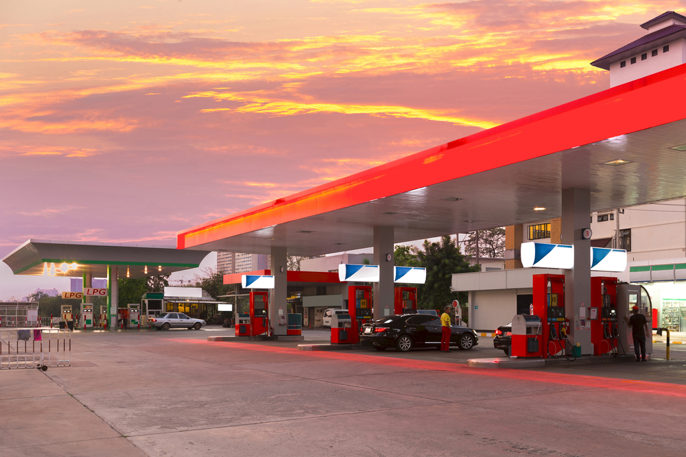 Gas station at sunset