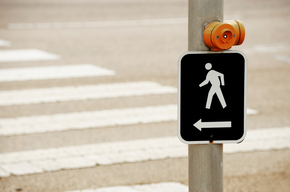 pedestrian sign and push button