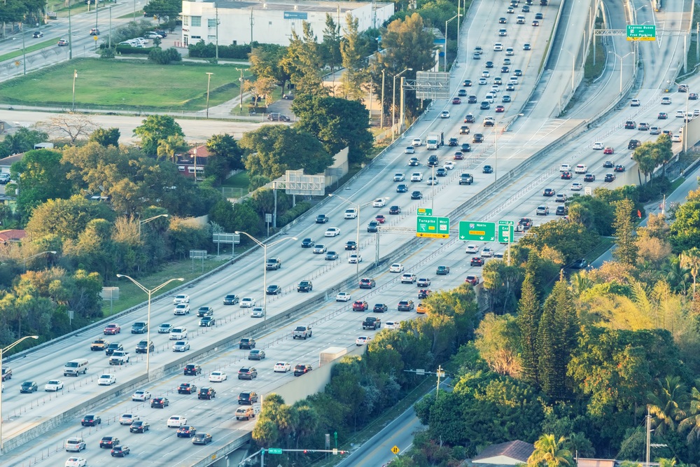 Aerial view of atlanta interstate traffic