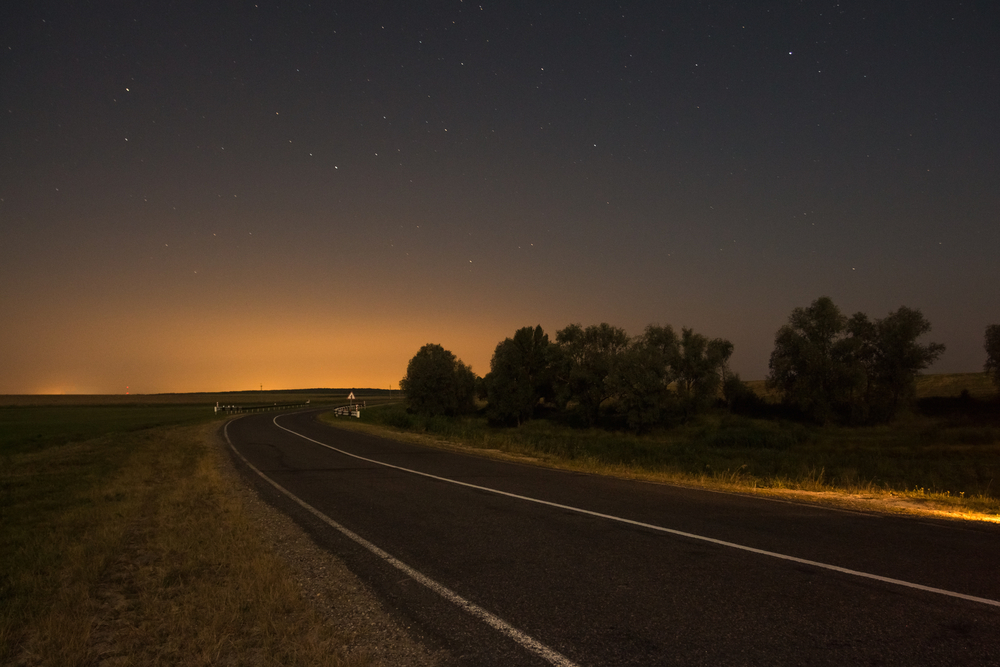 country road at night