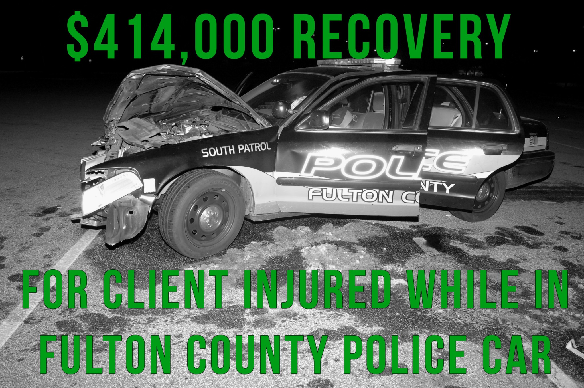 Totaled police car