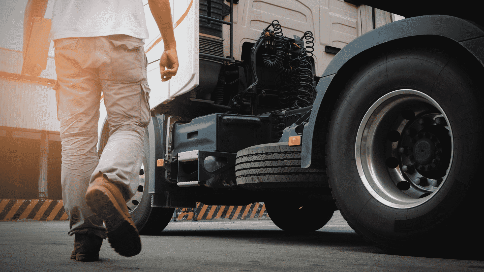truck driver approaching truck